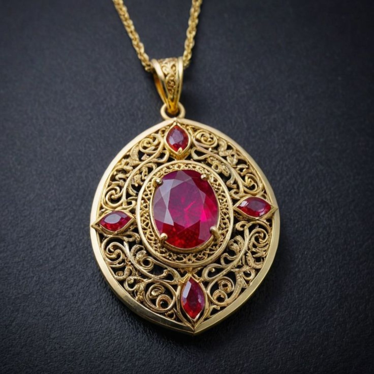 Women's Vintage Court-Style Oval Openwork Pendant Necklace, Gift